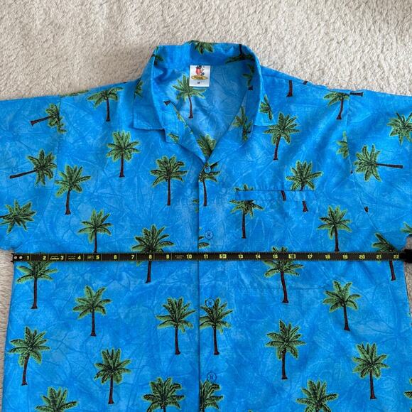 RIMA | VTG 90s Hawaiian Print Silk Blue Button Down Shirt Summer Men's Size M - Picture 6 of 8